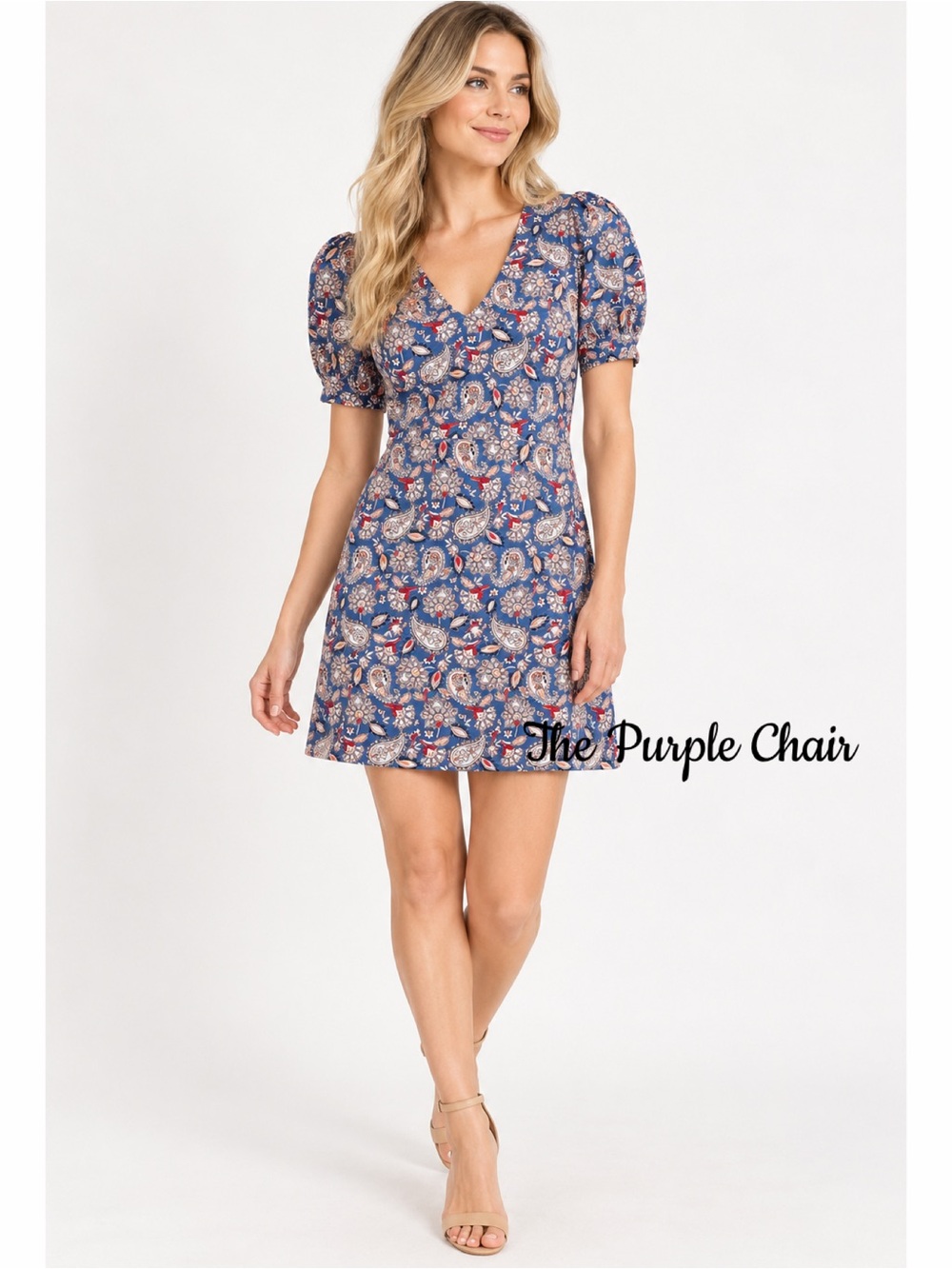 BODEN NWT Blue Paisley V-Neck Jersey Mini Dress 12